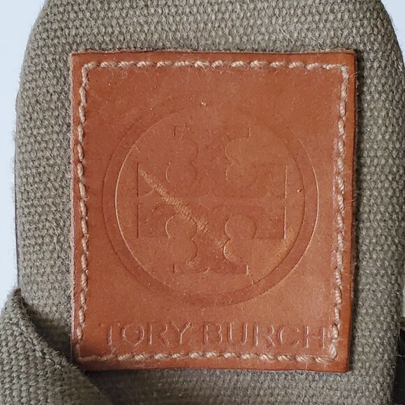 Tori Burch Canvas Espadrille Sandals Khaki Green Jute Wedge Open Toe Summer - Picture 10 of 12